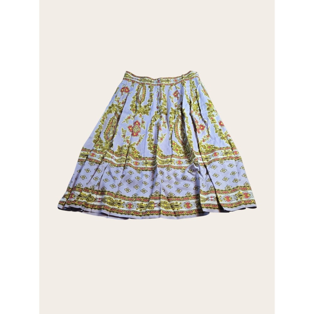 Anthropologie Echarpe Lilac Brocade Pleated Skirt Sz 6 Midi Scarf Print Pattern